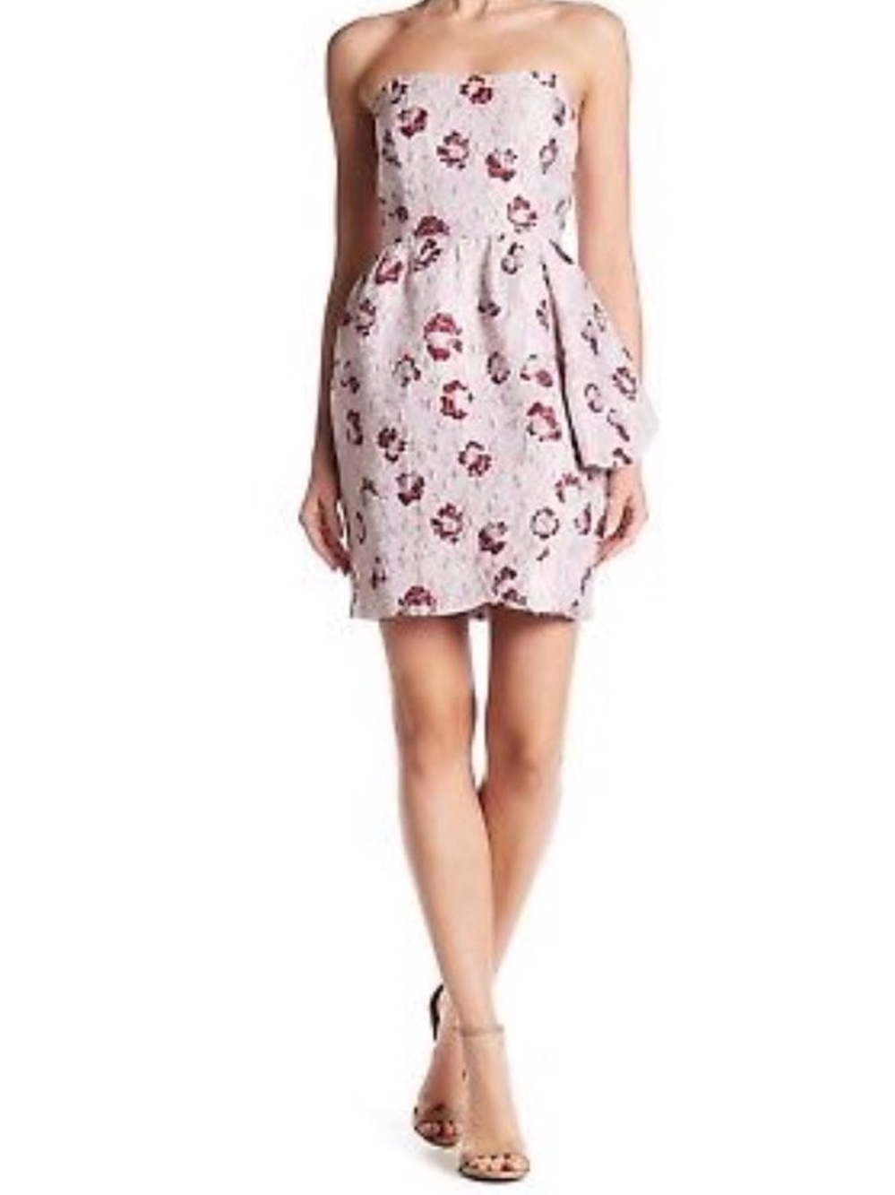 Shoshanna Midnight Anna-Marie Strapless Floral Jacquard Dress in Blush